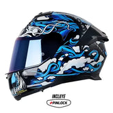 Casco Ls2 Ff808 Dragontige Negro Azul